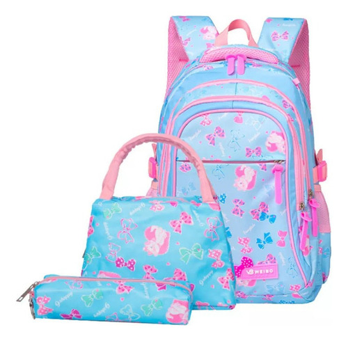 Os Mochila Escolar De Nylon De 3 Piezas Para Niña Morada