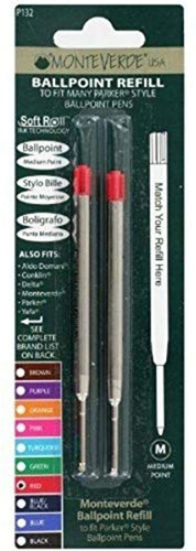 Recambio De Boligrafo Lapicera Parker - Rojo Mediano X2u