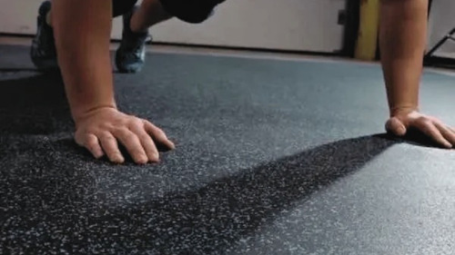 Imagen 8 de 10 de Hule Piso Gimnasio Chispas Azules 1m X 5m Y Espesor De 6mm