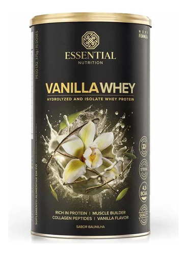 Suplemento em Pó Essential Nutrition Vanilla Whey em Lata de 450g Sabor Baunilha