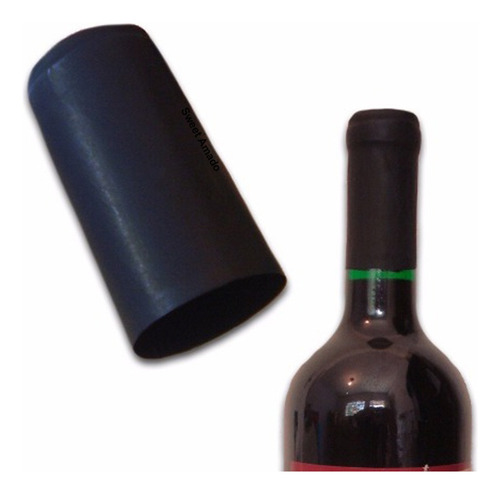 200 Lacre Termoencolhível P/ Vinho Cor Preto 3,4cm X 6cm