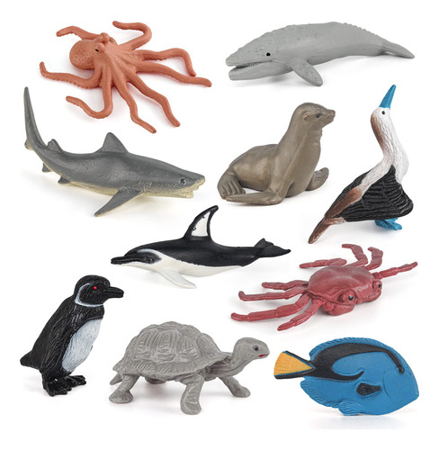 Conjunto De 10 Juguetes De Figuras De Animales Marinos Del .