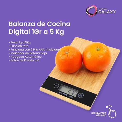 Imagen 3 de 10 de Balanza Cocina Digital Madera Bamboo 1gr A 5 Kg