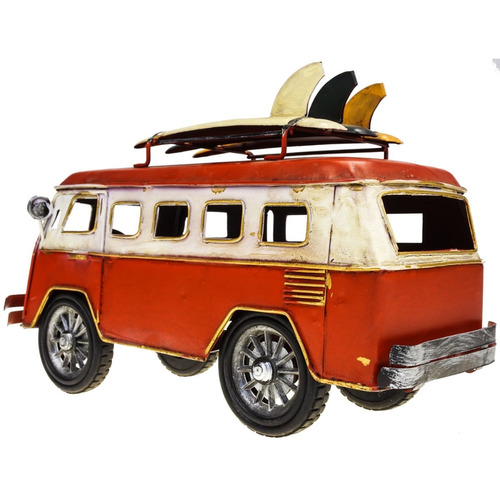 Miniatura Retro Metal Volkswagen Kombi Furgão Cor Vermelho