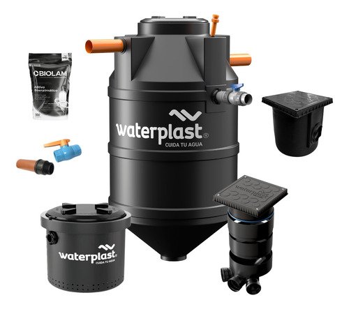 Biodigestor Auto Waterplast 1100l Lodos Kit Inspeccion Grasa