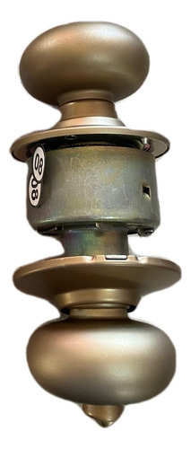 Cerradura Pomo Color Dorado Amarronado Con Llave Y Botón Dorado Amarronado