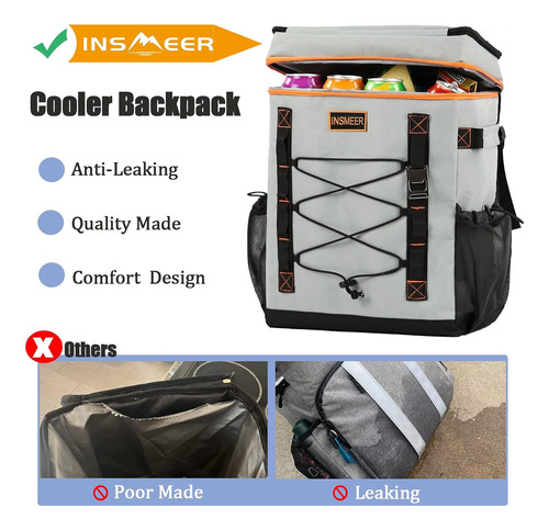 Hielera Mochila Térmica Anti Fugas Insmeer Gran Capacidad Gris