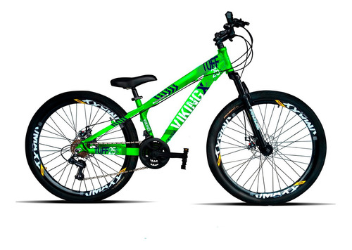 Mountain bike VikingX Tuff 25 aro 26 13.5" 21v freios de disco mecânico câmbios Shimano cor verde