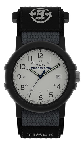 Reloj Timex T49713 De Campista Para Hombre Color de la correa Negro Color del bisel Negro Color del fondo Blanco