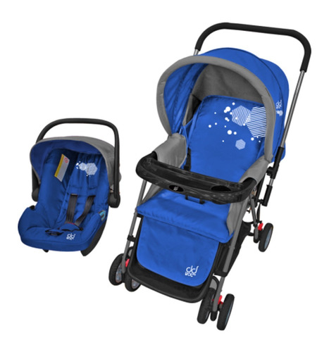 Coche Cuna 4 En 1 Manija Reversible Azul  Bjoy Bts230-hxb