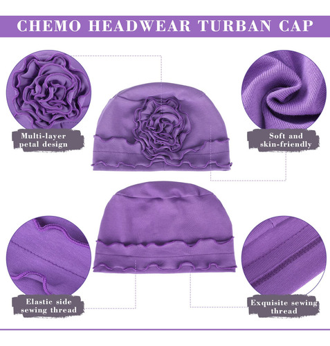 6 Piezas De Gorros De Flores De Turbante Vintage Para Mujer