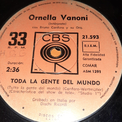 Simple Ornella Vanoni Cbs C13