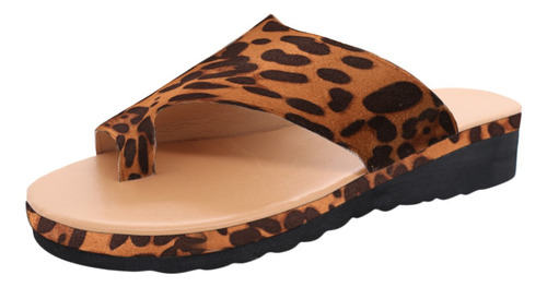 Zapatos De Playa Planos De Leopardo Con Cuñas De Leopardo Y