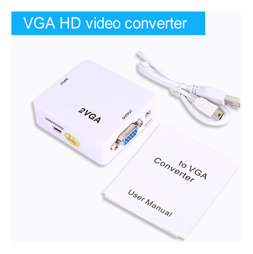 Mini Conversor Hdmi A Vga Hdmi 2 Vga Con Cable Usb 1080p