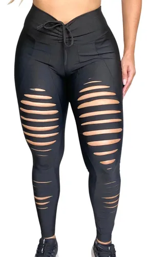 CALÇA LEG MEIA PERNA RASGADA LASER - Legging Rasgada Laser Calça