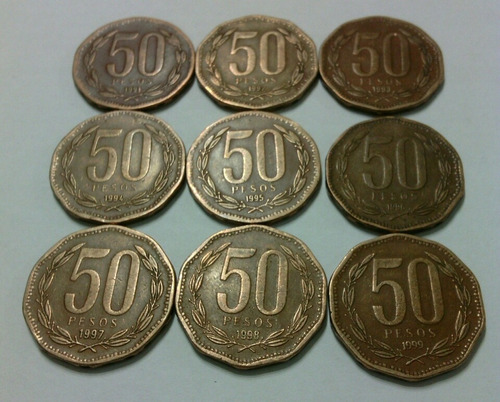 Lote De Monedas 50 Pesos Años '90 Serie Completa (grw)