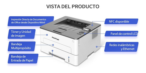 Imagen 4 de 6 de Impresora Pantum P3010dw Inalambrica Wifi Auto Duplex