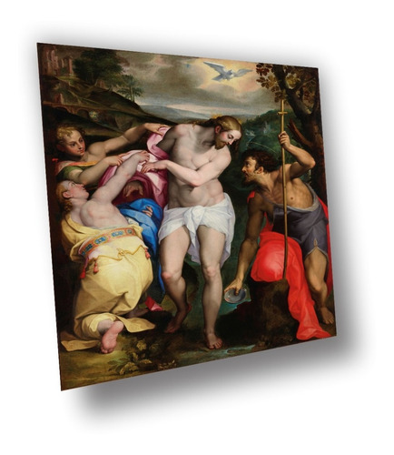 Lienzo Canvas Arte Sacro Bautismo Jesús Samacchini 100x80
