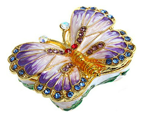 Caja De Abalorios De Mariposa Con Bisagras Pequeñas Joyas Co