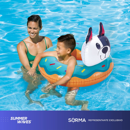 Imagen 3 de 7 de Anillo Inflable Perro Dona Pileta Salvavida Summer Waves