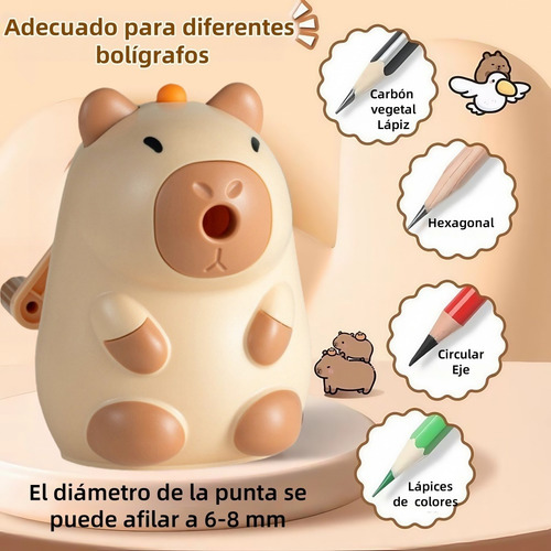 Sacapuntas Con Forma De Capibara Con Pegatinas