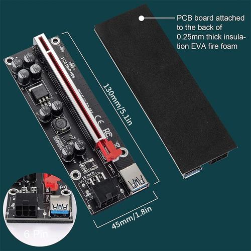 Imagem 4 de 5 de Cabo Riser Mineração Pci 1x To 16x Mini Pci-e 3.0 V009s Plus
