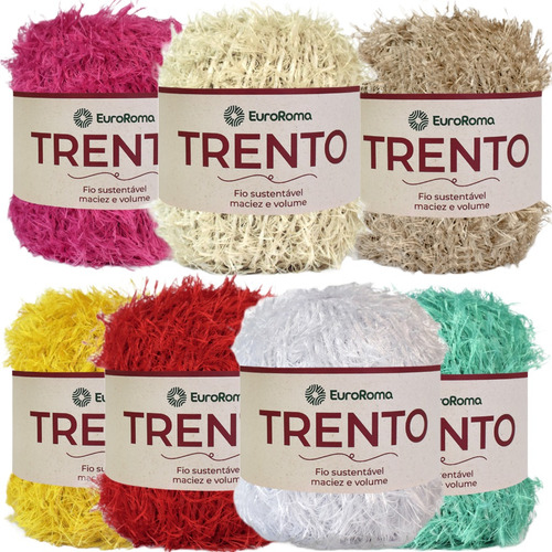 Kit 7 Barbante Trento Peludo 200g 101m Euroroma Crochê/tricô