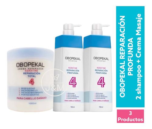Shampoo + Acondicionador + Crema Obopekal Reparación Total 4