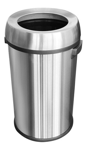 Bote De Basura Redondo Acero Inox Tapa Embudo  Cap. 65 L