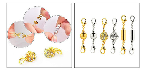 D 6x Cobre Cierre Magnético Pulsera Collar Oro Plata