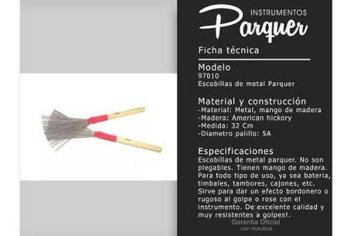 Escobillas De Acero Parquer Mango Madera Baterista Cuota