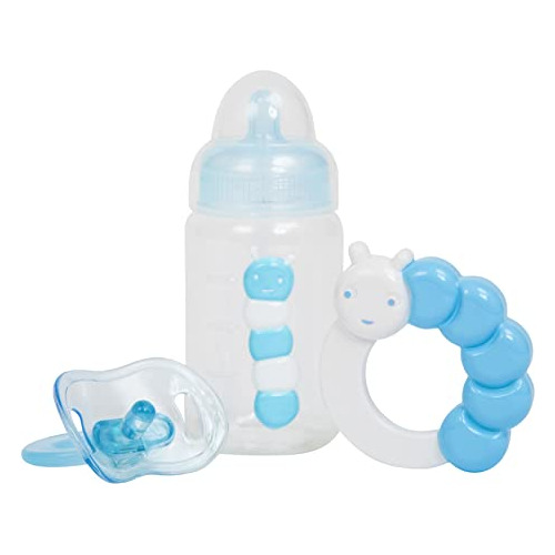 Blue Baby Doll Bottle, Rattle &amp; Pacifier Set  Jc Toys -