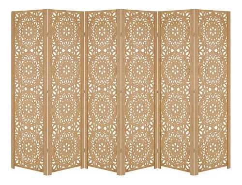 6 Biombo Mandala Madeira Cru Mdf Folha Divisor Ambiente