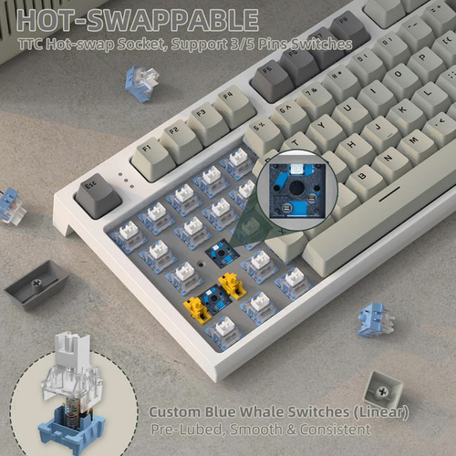 Teclado Mecânico Gamer Attack Shark Sem Fio Com Tela K86rgb