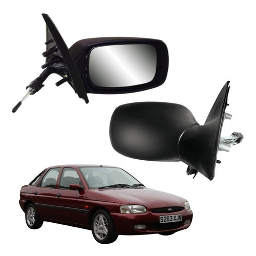 Par Espelho Retrovisor Escort 1997 A 2004 Preto Com Controle