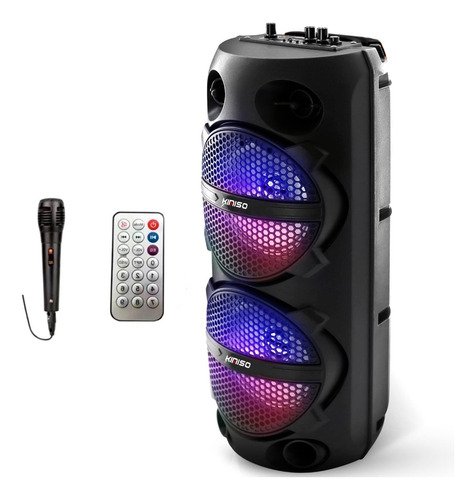 Bocina Bluetooth Radio Luz Led Microfono Control Portatil