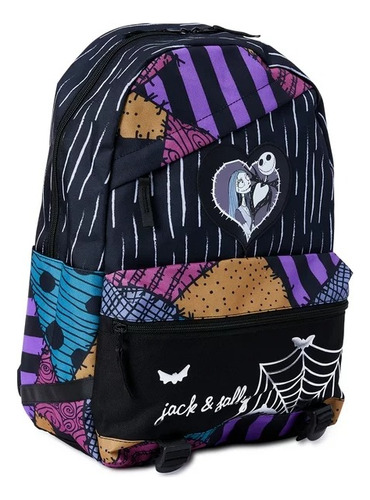 Mochila The Nightmare Before Christmas Jack And Sally Color Lila Diseño De La Tela Estampado
