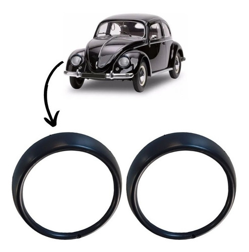 Par Aro Farol Preto Fusca 76 Até 96 E Kombi Clipper - 2pç