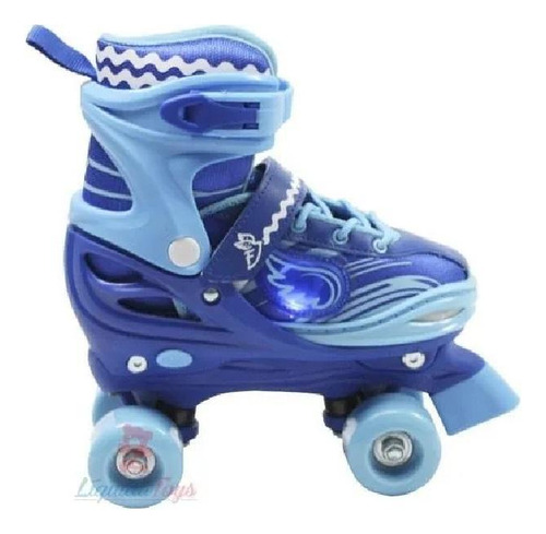 Patins Roller 4 Rodas Com Luz 34 A 37 Ajustável Azul