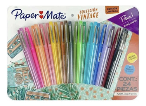 Paper Mate 24 Unidades Colores Vintage Trazo 0,7 Mm
