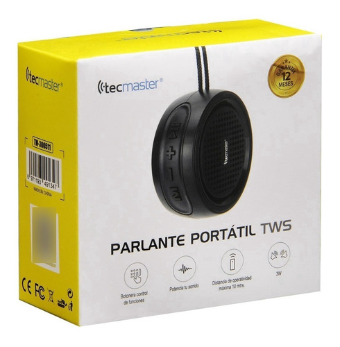 Parlante Portátil Tws 3w Tecmaster Negro / Tecnocenter