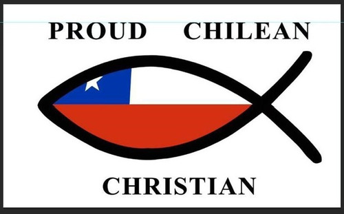 Bandera Del Pez Cristianismo Chile 90 Cm X 60 Cm