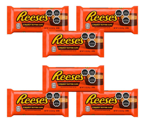 Chocolate Reeses Sabor Chocolate Relleno Maní Pack X6