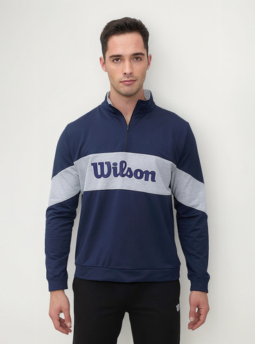 Sudadera Deportiva Wilson Con Franja Gris Para Hombre