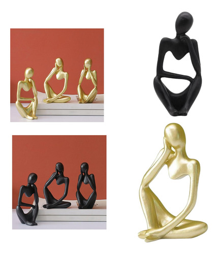 2pcs Thinker Escultura Escritorio Estatuilla Estatuilla De