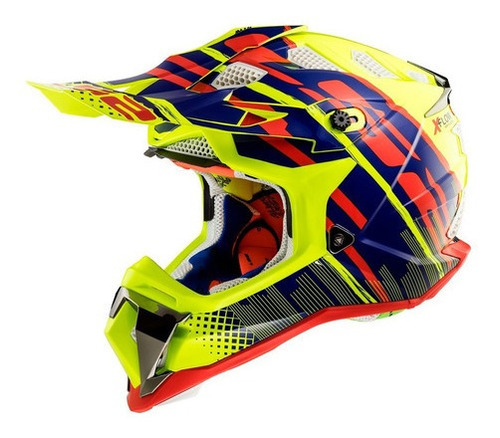 Casco Moto Mx Ls2 470 Subverter Bomber Amarillo Azul Rojo Color Amarillo - Azul - Rojo Tamaño del casco XL