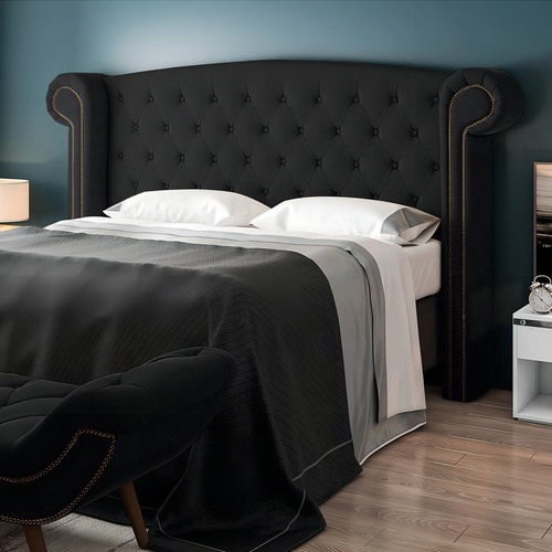 Cabeceira Cama Box Casal Queen 160cm Provença Com Calçadeira Cor Preto