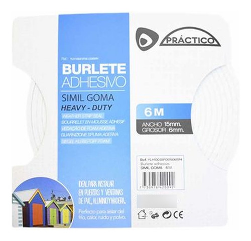 Burlete Practico Simil Goma Blanco 6 Mts 6mm 10mm Mf Shop