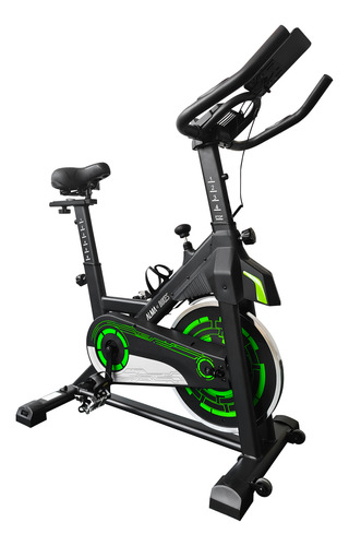 Bicicleta Fija Alma Bikes Start Ab1706 Spinning Con Pantalla Black/green Negro Con Detalles Verde