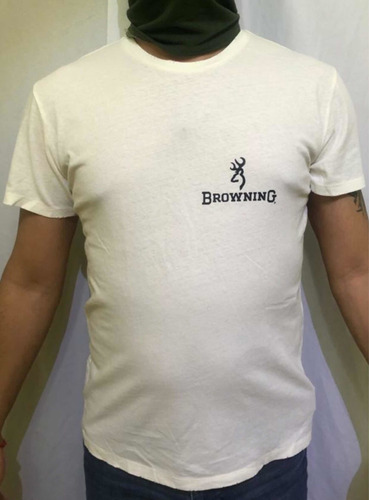 Browning Playera Con Logo En Pecho Y Espalda Beige Mediana (Usado)